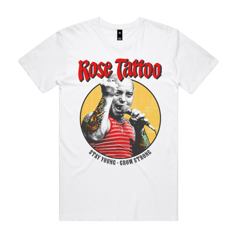 Stay Young White Tshirt by Rose Tattoo