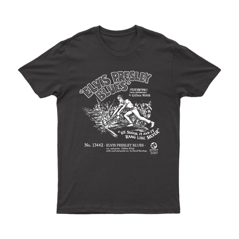 ELVIS PRESLEY BLUES COAL TEE w/ White Print by Gillian Welch & David Rawlings