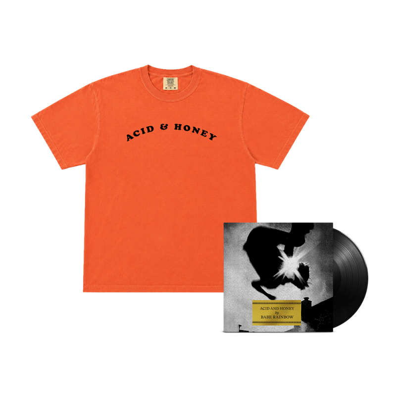 Acid & Honey Flock Font Tshirt + Black Vinyl LP by Babe Rainbow