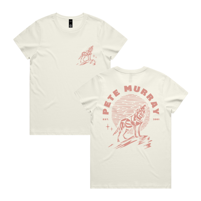 Wolf Ecru Ladies Tshirt by Pete Murray