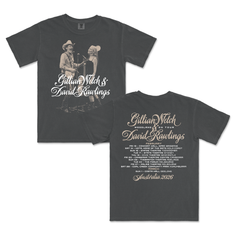 Tour 2026 Graphite Tshirt by Gillian Welch & David Rawlings