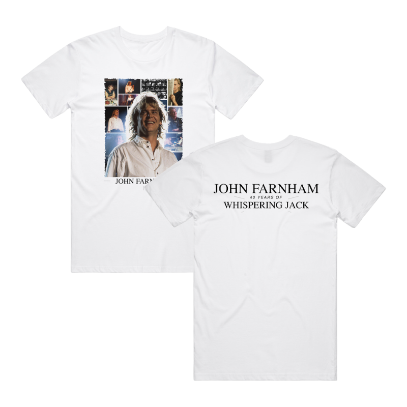 Whispering Jack Collage White Tshirt by John Farnham