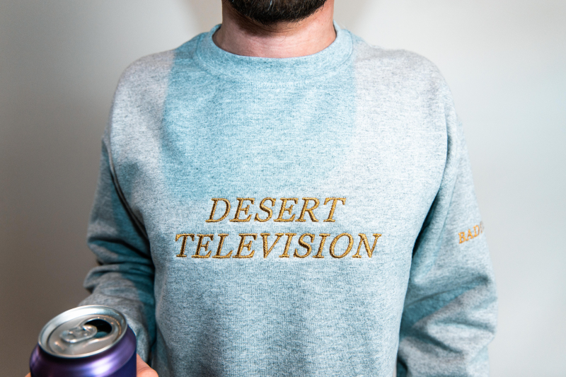Desert Television Grey Sweater with Gold Embroidery by Bad Dreems