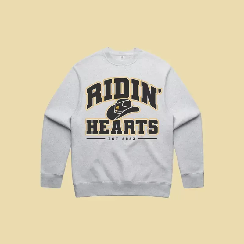 Varsity Grey Marle Sweater by Ridin Hearts