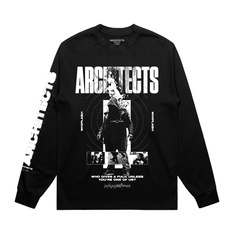 Whiplash Flame Black Longsleeve T-Shirt by Architects