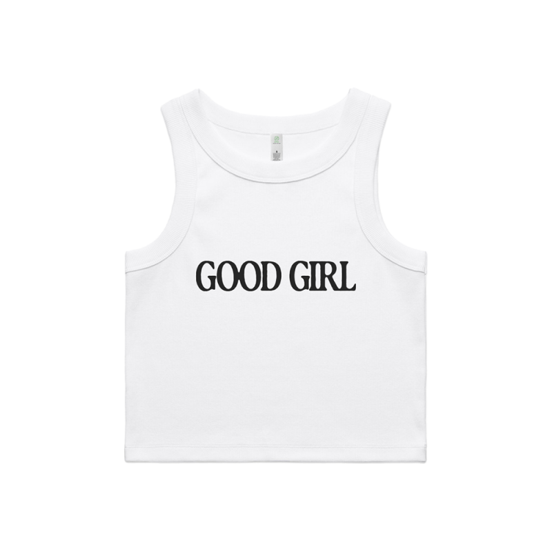 Good Girl Crop White Tank Top by Artemas