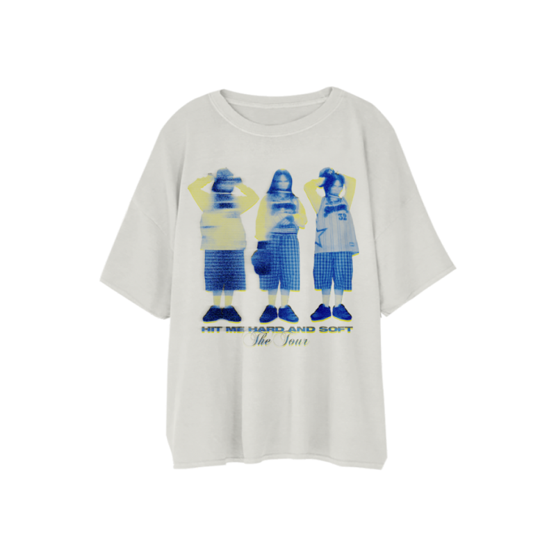 HIT ME HARD AND SOFT WORLD TOUR BLURRED WHITE LONG TEE by Billie Eilish