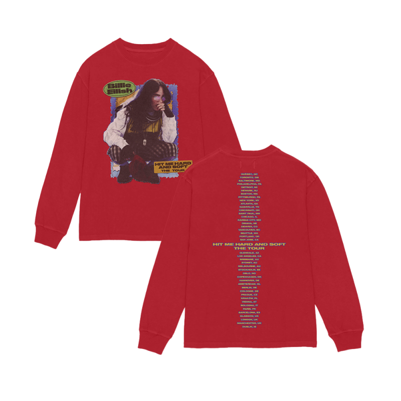 HIT ME HARD AND SOFT WORLD TOUR RED LONGSLEEVE by Billie Eilish