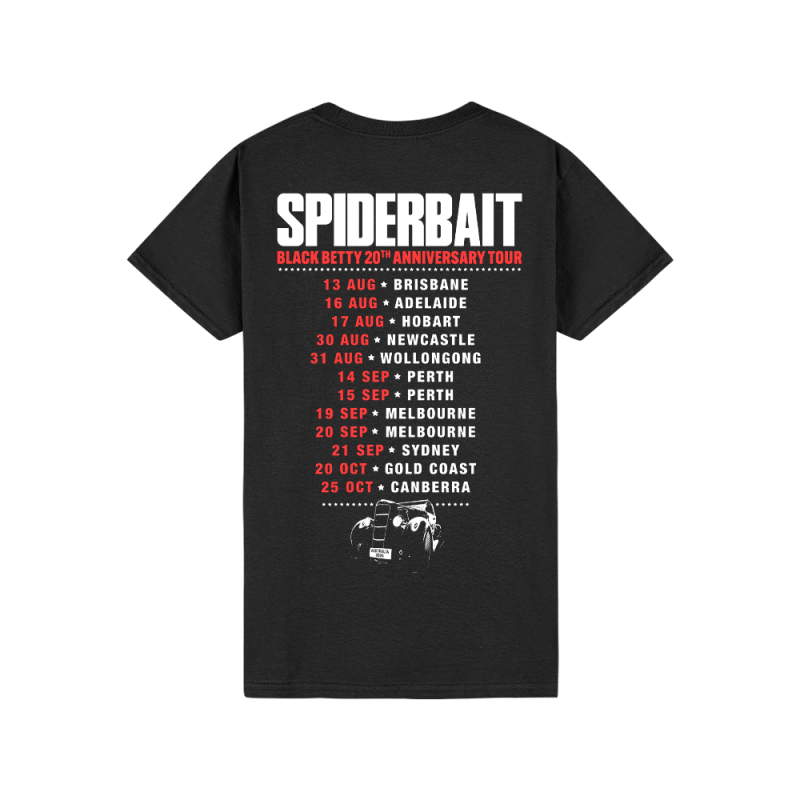 BETTY TOUR BLACK LADIES TSHIRT by Spiderbait