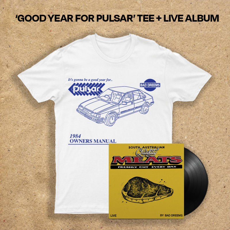 Quality Meats Live Vinyl 1LP + Pulsar Tshirt + Free Gift by Bad Dreems