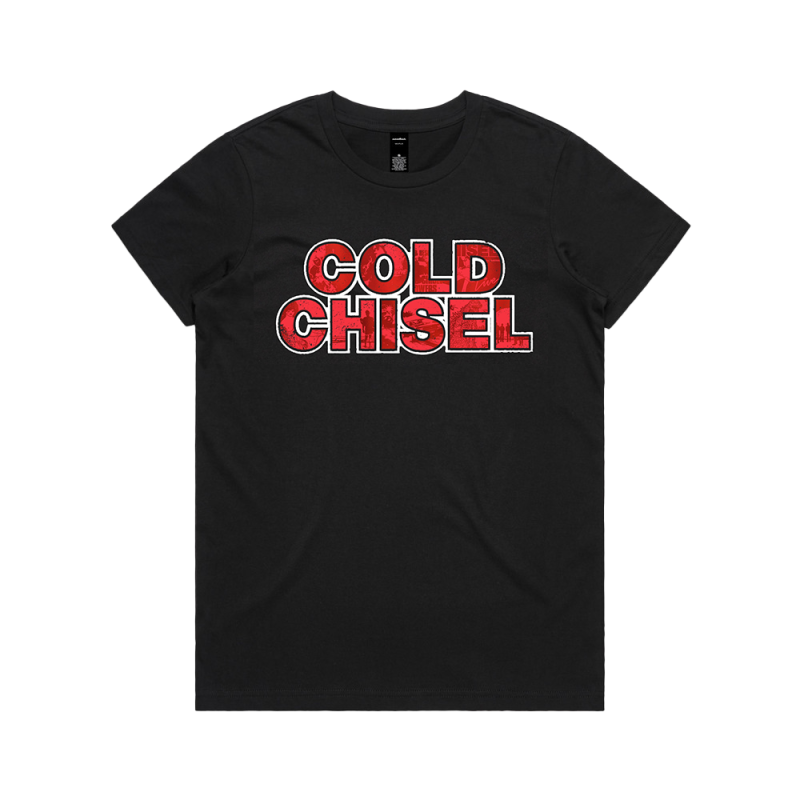 Tour Logo Womens Black Tshirt by Cold Chisel