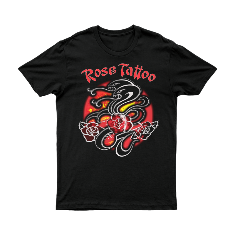 Chrome Snakes Black Tshirt by Rose Tattoo