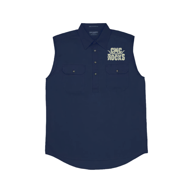 Horns Logo Sleeveless Navy Workshirt by CMC ROCKS QLD 2025