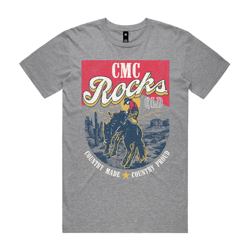 CMCP Cowboy Unisex Grey Marle Tshirt by CMC ROCKS QLD 2025