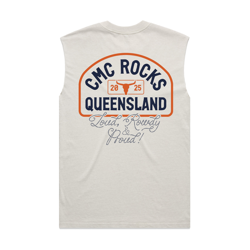 LRP Crest Unisex White Tank by CMC ROCKS QLD 2025