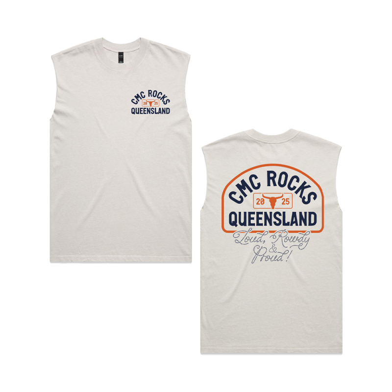 LRP Crest Unisex White Tank by CMC ROCKS QLD 2025