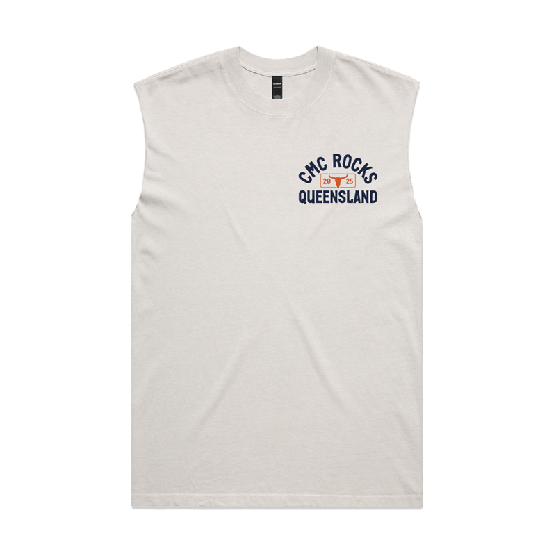 LRP Crest Unisex White Tank by CMC ROCKS QLD 2025