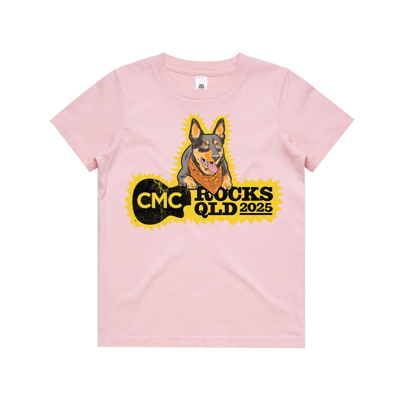 Kids Kelpie Pink Tshirt by CMC ROCKS QLD 2025