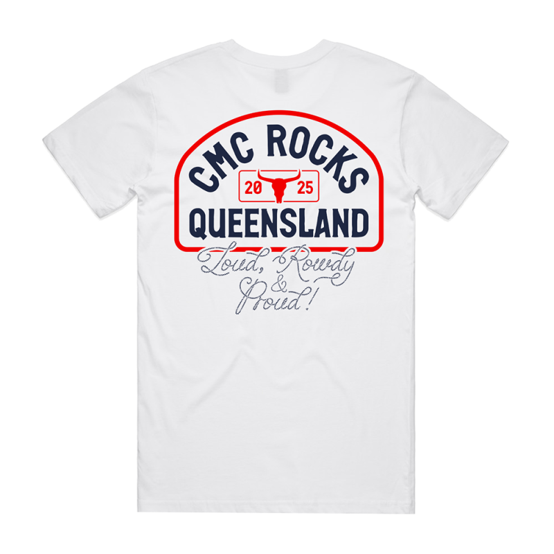 LRP Crest Unisex White Tshirt by CMC ROCKS QLD 2025