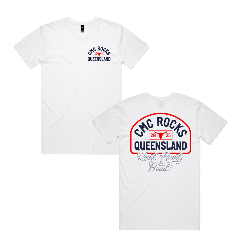 LRP Crest Unisex White Tshirt by CMC ROCKS QLD 2025