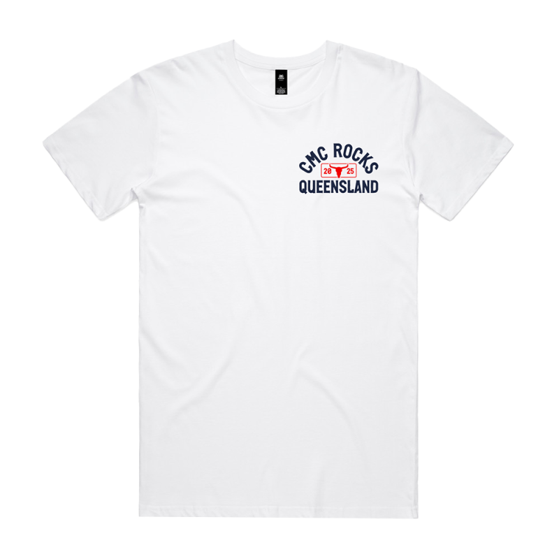 LRP Crest Unisex White Tshirt by CMC ROCKS QLD 2025