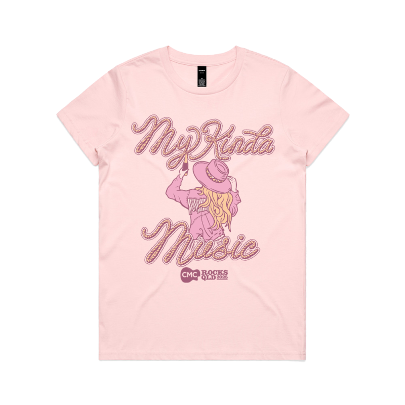 MKM Rope Lettering Ladies Pink Tshirt by CMC ROCKS QLD 2025