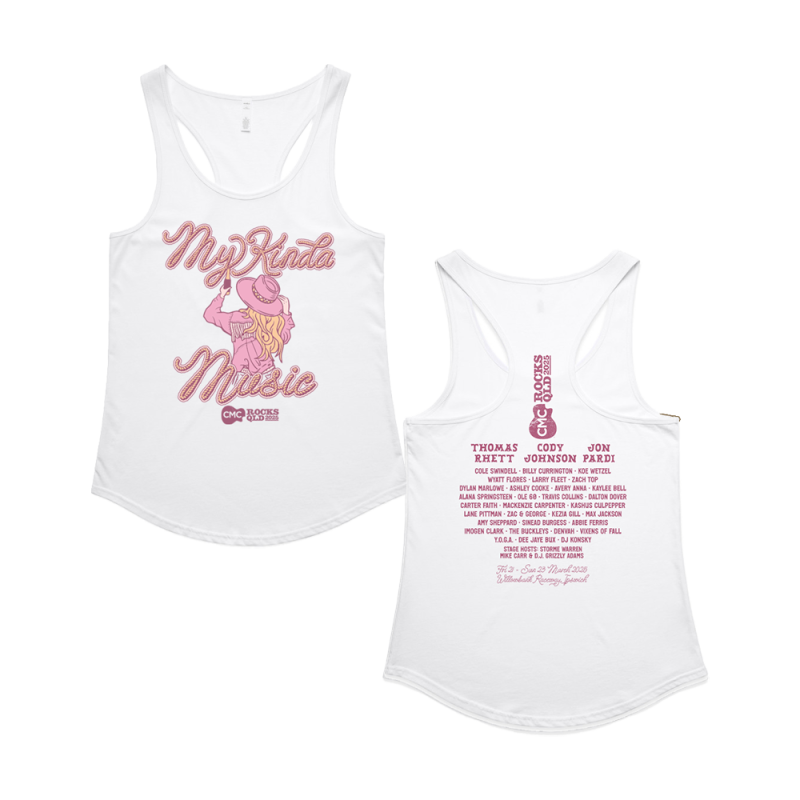 MKM Rope Lettering Ladies White Singlet by CMC ROCKS QLD 2025