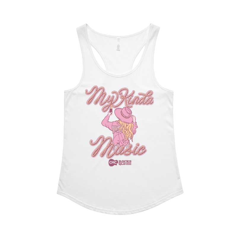 MKM Rope Lettering Ladies White Singlet by CMC ROCKS QLD 2025