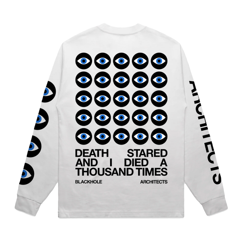 Death Stared White Longsleeve Tshirt by Architects