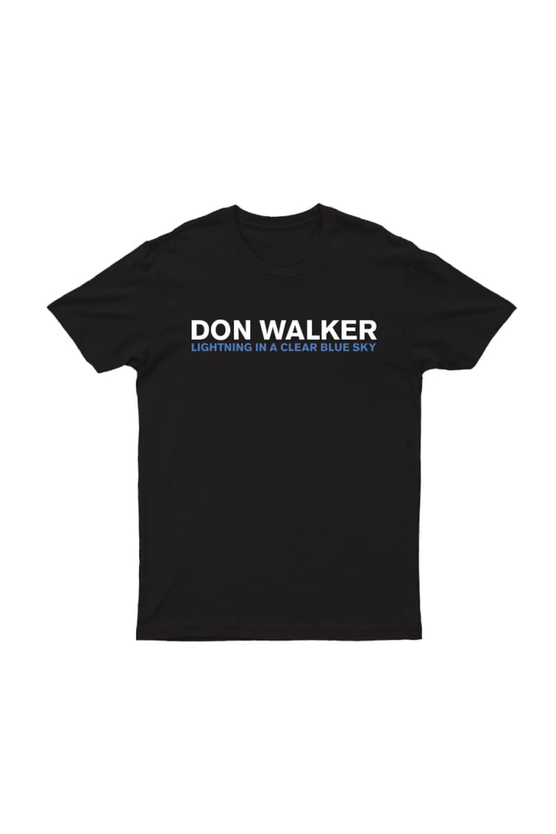 Lightning In A Clear Blue Sky Black Tshirt by Don Walker