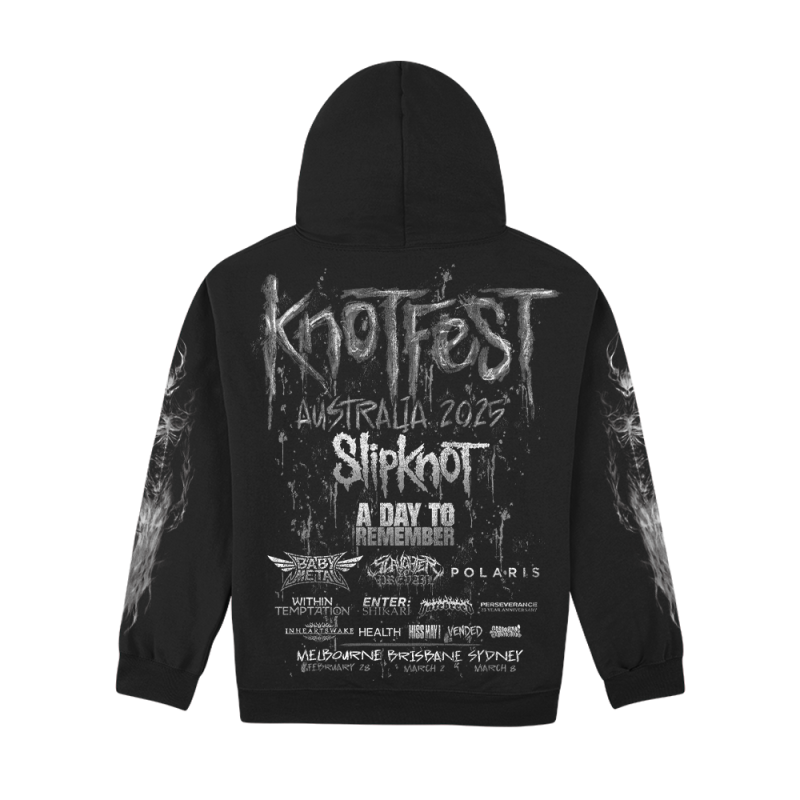 Grey Demon Drip Skulls Black Hoodie by Knotfest