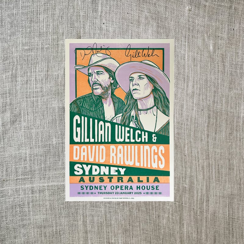 SYDNEY NIGHT 1 (23/1/25) SIGNED POSTER by Gillian Welch & David Rawlings