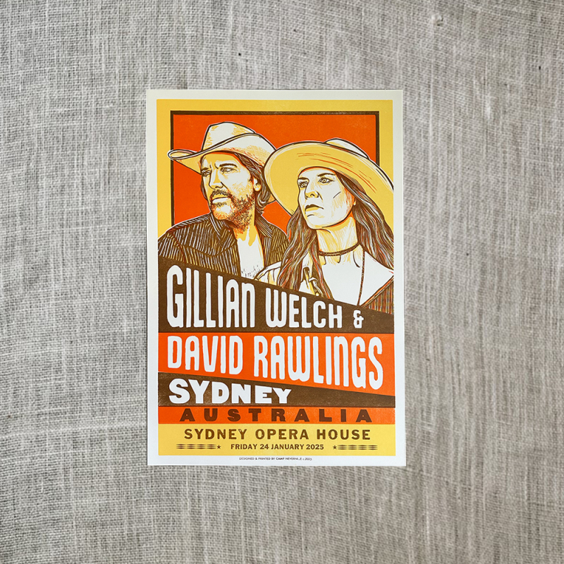 SYDNEY NIGHT 2 (24/1/25) UNSIGNED POSTER by Gillian Welch & David Rawlings