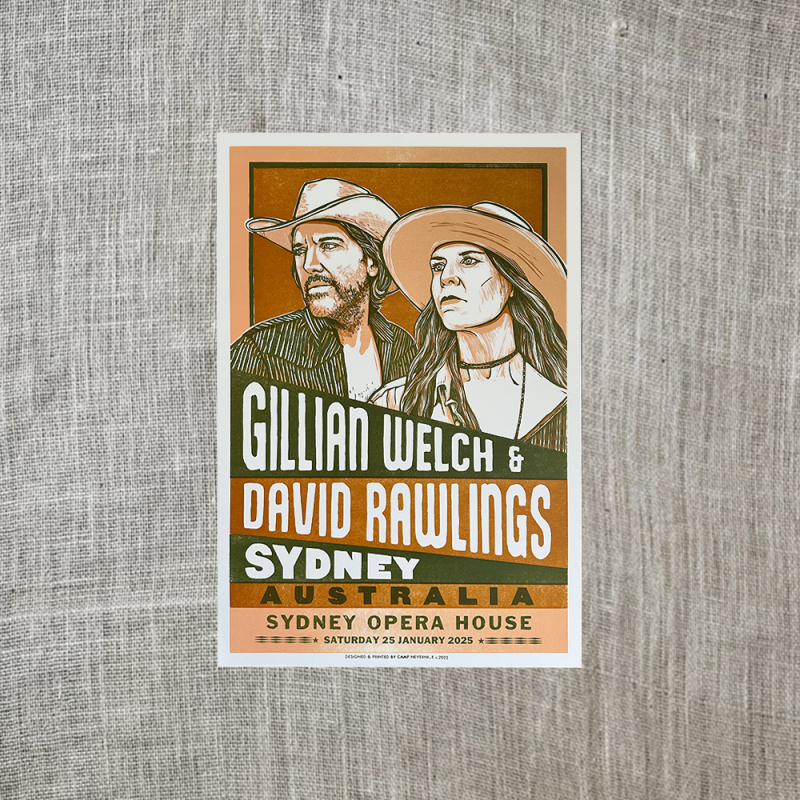 SYDNEY NIGHT 3 (25/1/25) UNSIGNED POSTER by Gillian Welch & David Rawlings