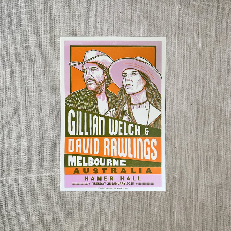 MELBOURNE NIGHT 1 (28/1/25) UNSIGNED POSTER by Gillian Welch & David Rawlings