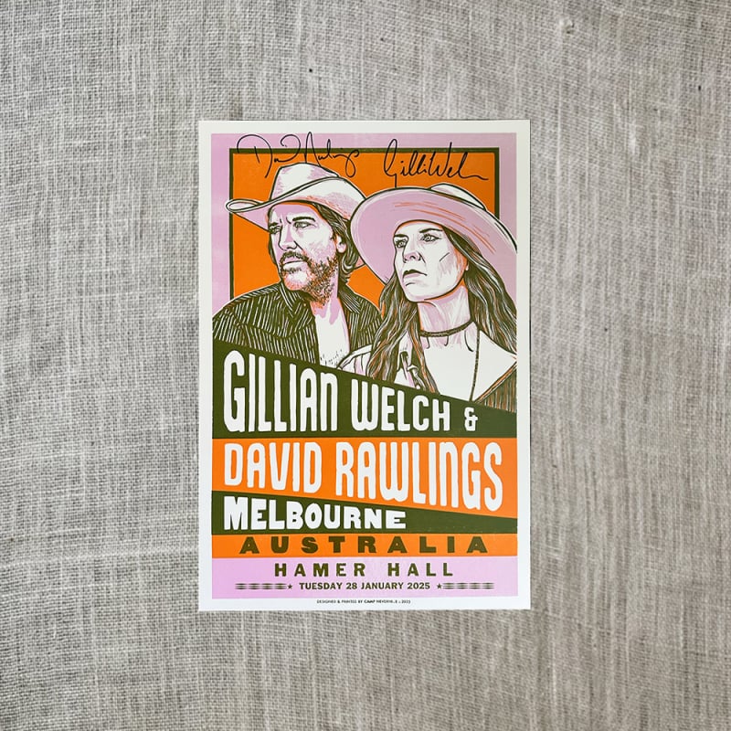 MELBOURNE NIGHT 1 (28/1/25) SIGNED POSTER by Gillian Welch & David Rawlings