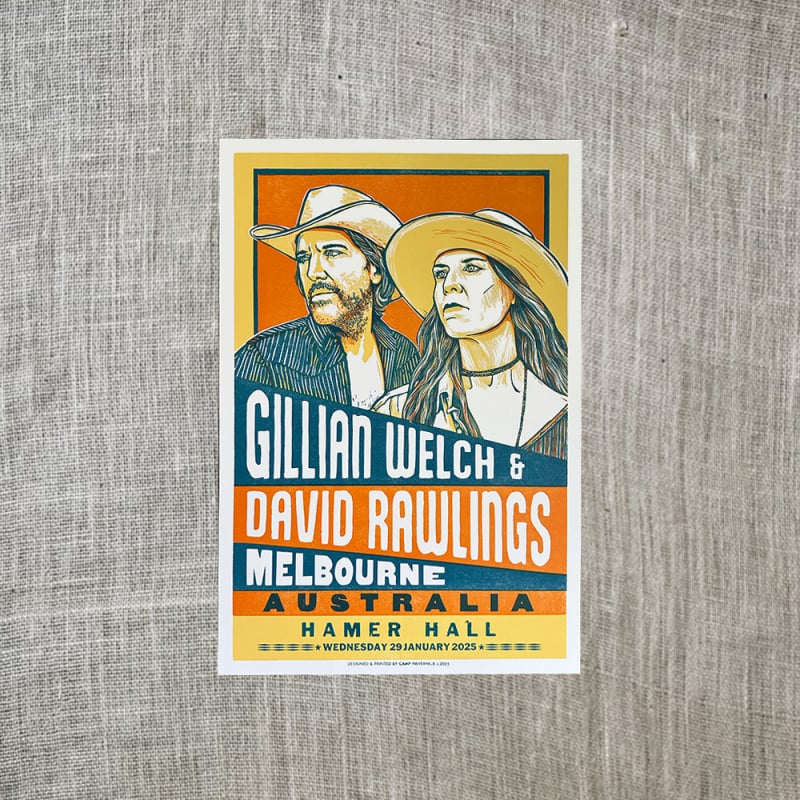 MELBOURNE NIGHT 2 (29/1/25) UNSIGNED POSTER by Gillian Welch & David Rawlings