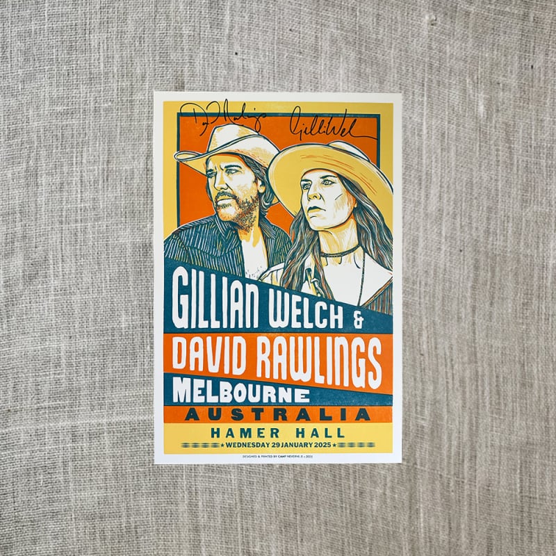 MELBOURNE NIGHT 2 (29/1/25) SIGNED POSTER by Gillian Welch & David Rawlings