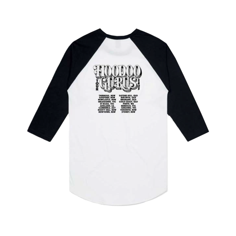 Griffin White/Black Raglan Tour 2024/2025 Tshirt by Hoodoo Gurus