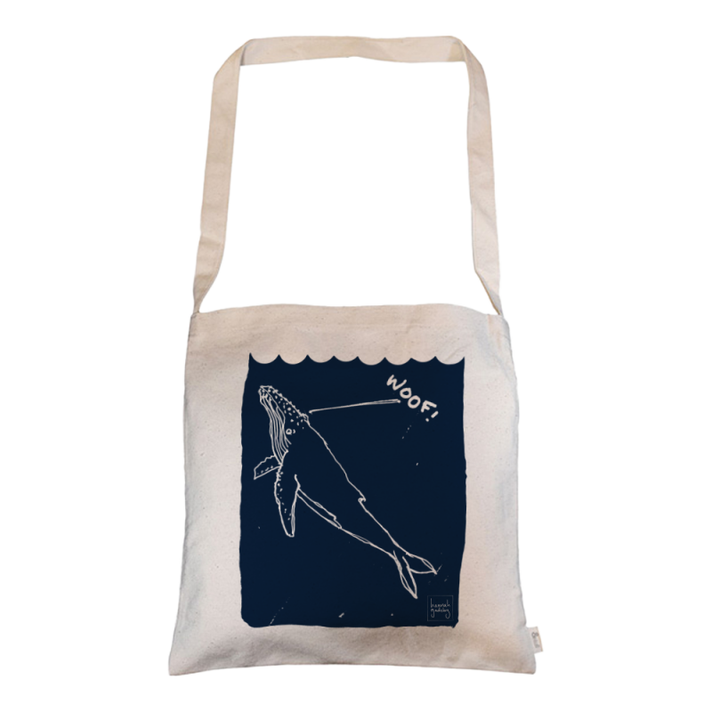 WOOF! Whale Messenger Tote by Hannah Gadsby