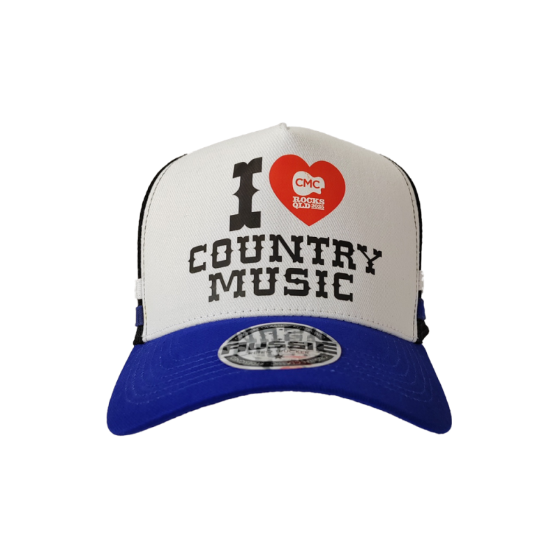 I heart Country White Trucker Cap by CMC ROCKS QLD 2025