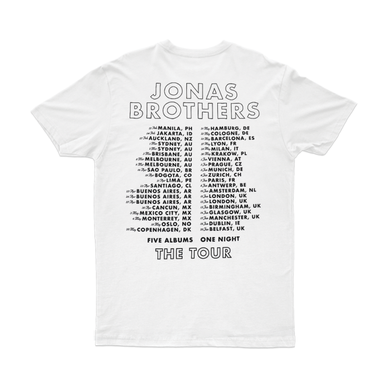 5 Albums White Tshirt by Jonas Brothers