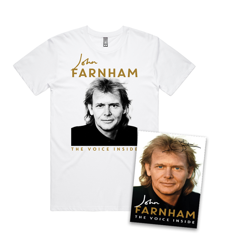 The Voice Inside Book + White Tshirt (SIGNED BOOK) by John Farnham