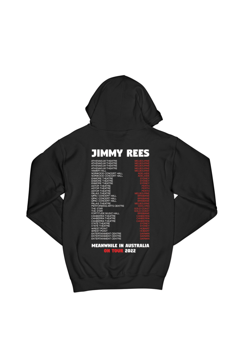MEANWHILE IN AUSTRALIA MAP BLACK HOODY w/New DATES by Jimmy Rees