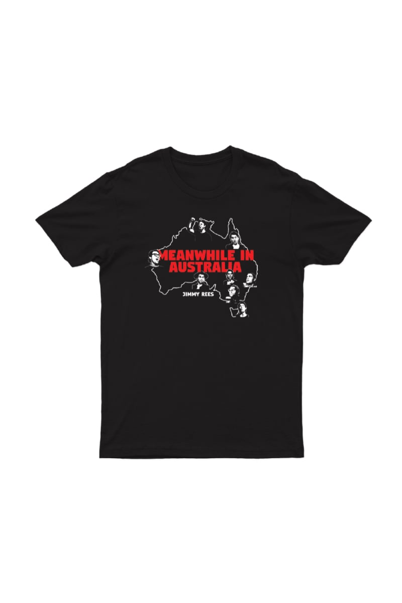 MEANWHILE IN AUSTRALIA MAP BLACK TSHIRT by Jimmy Rees
