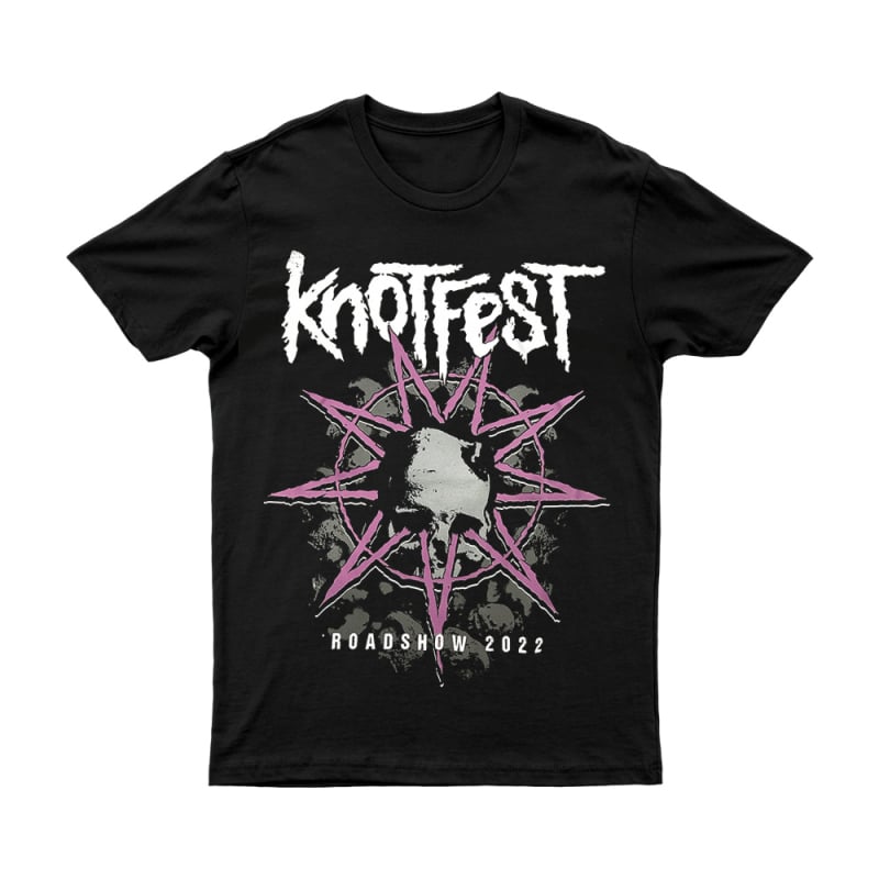PURPLE STAR STAR SKULL ROADSHOW 22 BLACK T SHIRT(FRONT PRINT ONLY) by Knotfest