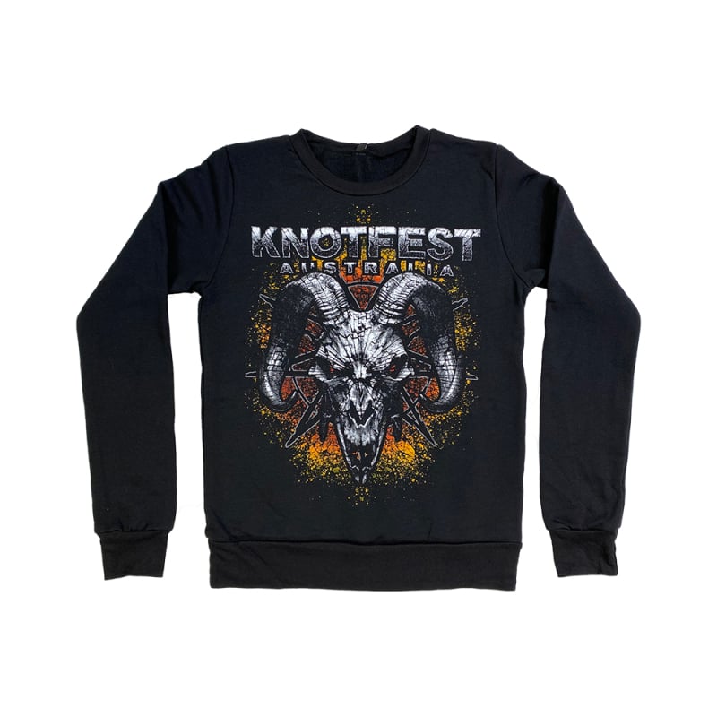 Shatter Goat Skull Black Ladies Crewneck Sweater by Knotfest