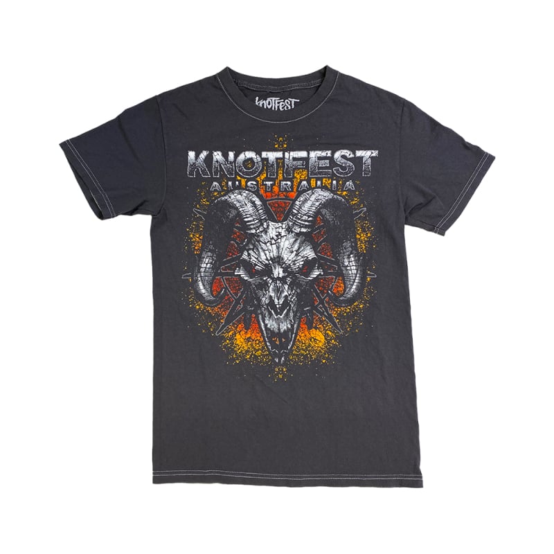 Shatter Goat Skull Pigment Dyed Tshirt by Knotfest