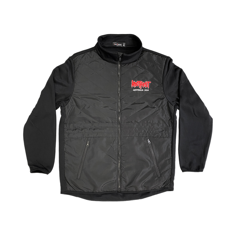 ZIPPER FLEECE PUFFER JACKET WITH POCKET EMBROIDERY AND SCREEN PRINT ON BACK by Knotfest