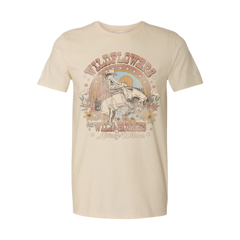 Wildflowers and Wildhorses Natural Tshirt by Lainey Wilson